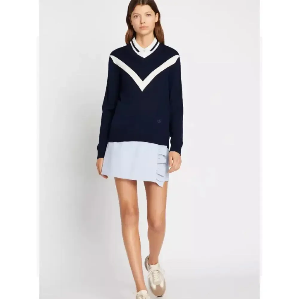 Tory Burch Sport Tech Twill Golf Skort - Seafaring Blue - Small